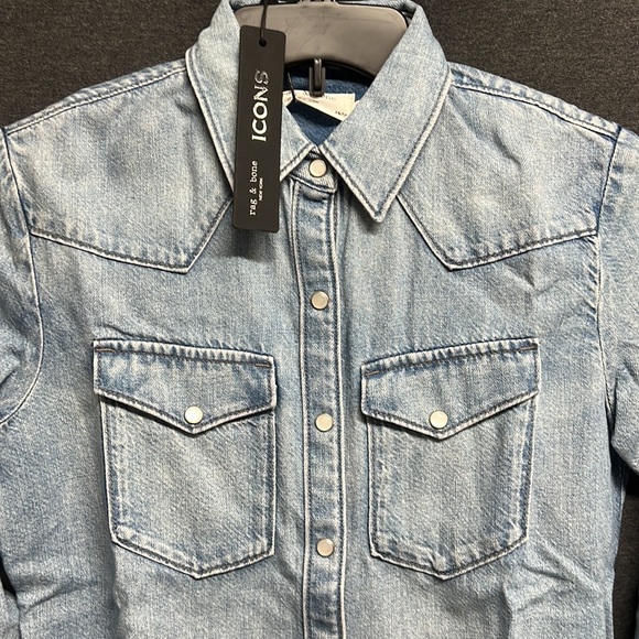 NWT -  Rag & Bone Women's Wyatt Shirt in Vintage Blue - Size XS - Picture 6 of 13